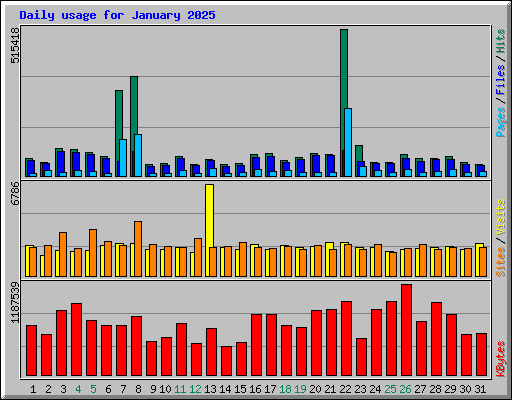 Daily usage for January 2025