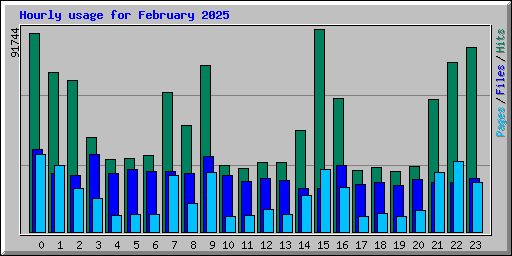 Hourly usage for February 2025